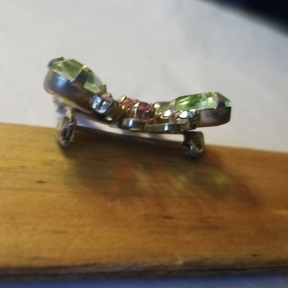 SOLD Multicolored Rhinestone Butterfly Pin - Picture 4 of 7
